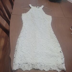 Lulus Love Poem White Lace Halter Mini Dress